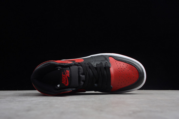kids air jordan 1 retro high og banned bred black red 555088 001